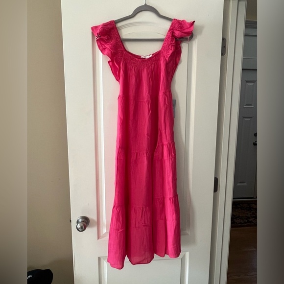 NWT Lush “Azalea” Pink Flutter Sleeve Tiered Summer Dress Women’s XS - Picture 6 of 15